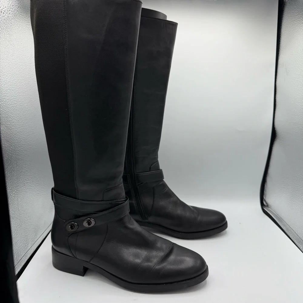 COACH | Essex Semi Matte Leather Tall Boots, Black 9.5 B wide calf/ regular - Picture 8 of 11